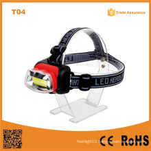 T04 The Best Factory Cheap COB LED Headlamp AA Plastic Camping Outdoor Waterproof LED Headlight